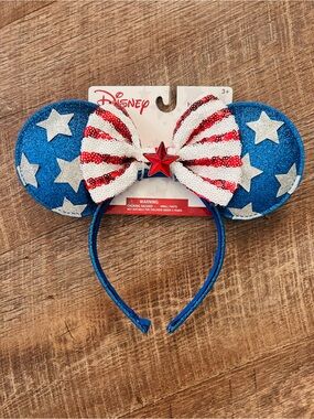 Disney Red, White & Blue Sequin Bow Headband with Star Accent
